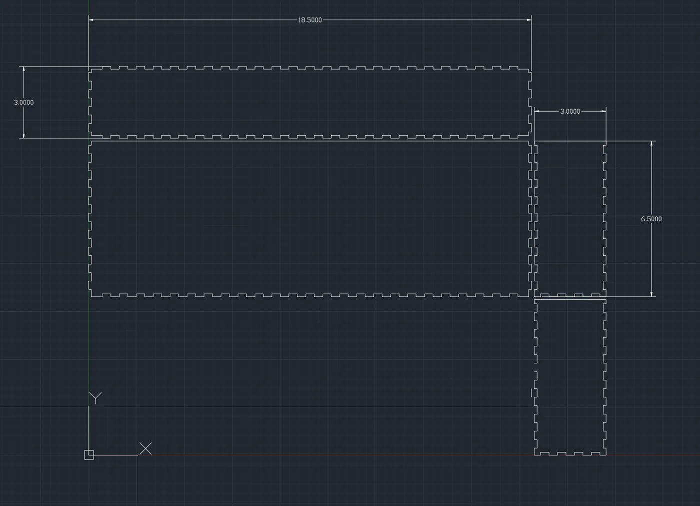 AutoCAD drawing of the panel layout with overall dimensions